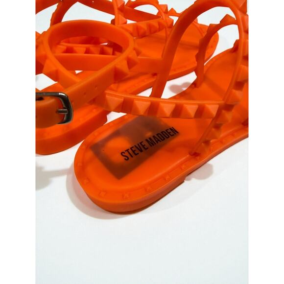 Steve Madden Travel-J Orange Studded Jelly Sandals Women’s Size 8 NIB - Picture 7 of 10